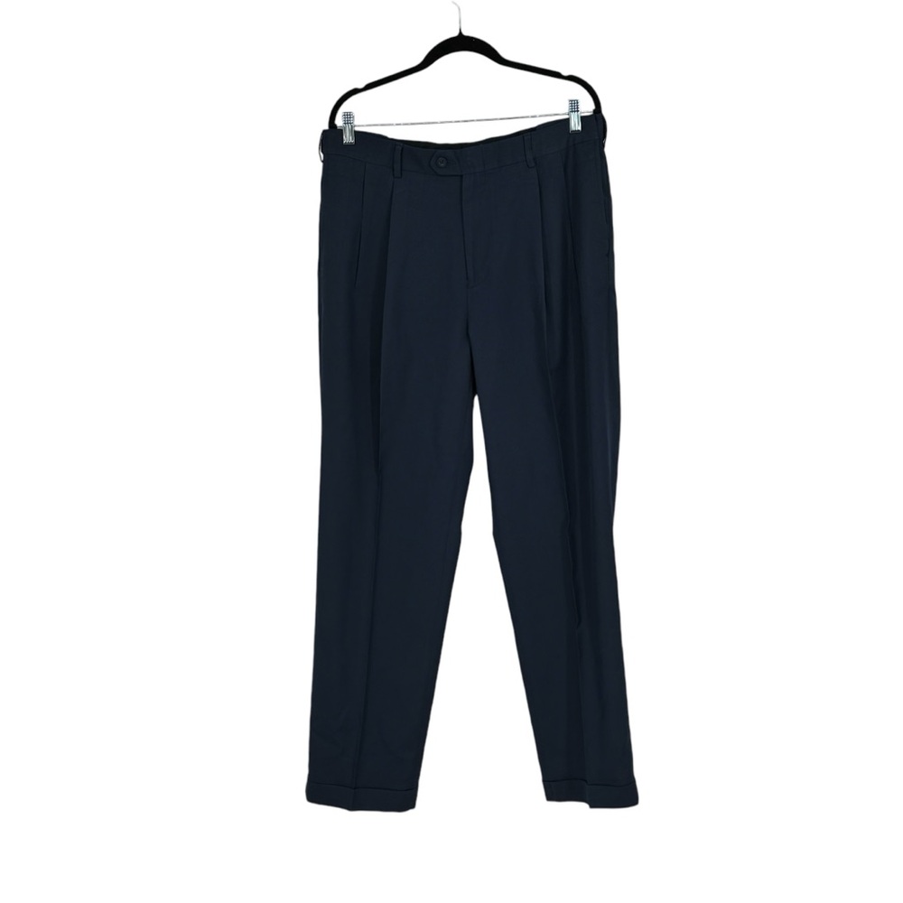 *Men’s JoS. A. Bank 35 x 32 Blue “Traveler” Dress Pants w Front Pleating/Cuffs